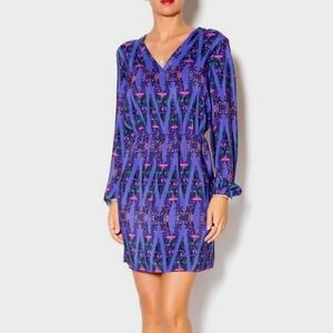 Amanda Uprichard Purple Silk "Aztec" Print Dress - Size Med